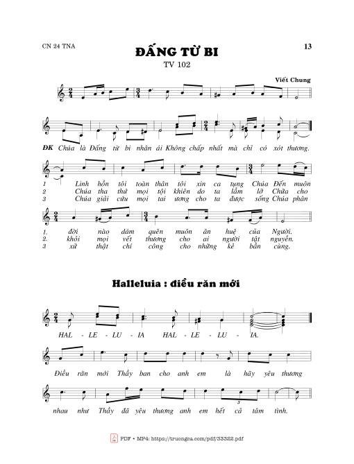 Sheet PDF of Thánh Vịnh 102, Đấng Từ Bi