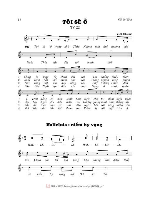 Sheet PDF of Thánh Vịnh 22, Tôi Sẽ Ở