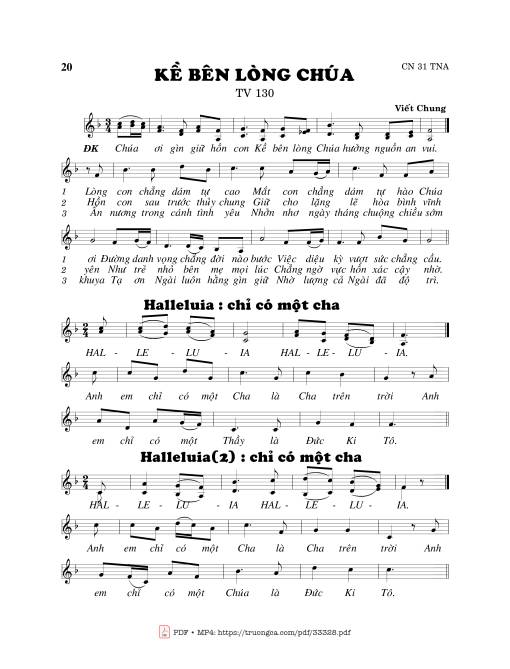 Sheet PDF of Thánh Vịnh 130, Kề Bên Lòng Chúa