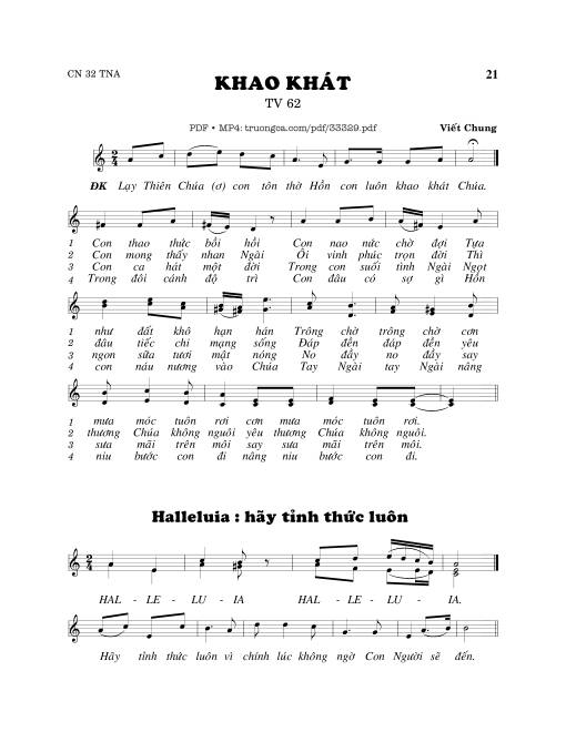 Sheet PDF of Thánh Vịnh 62, Khao Khát