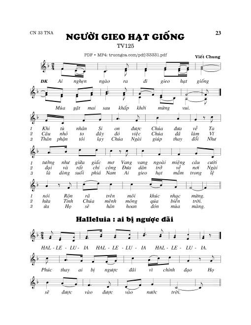 Sheet PDF of Thánh Vịnh 123, Người Gieo Hạt Giống