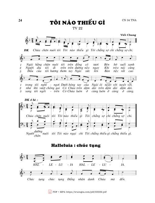 Sheet PDF of Thánh Vịnh 22, Tôi Nào Thiếu Gì