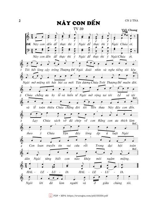 Sheet PDF of Thánh Vịnh 39, Này Con Đến