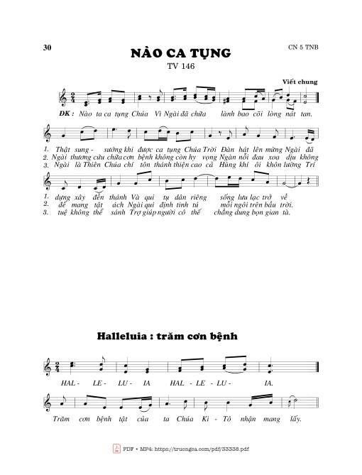 Sheet PDF of Thánh Vịnh 146, Nào Ca Tụng