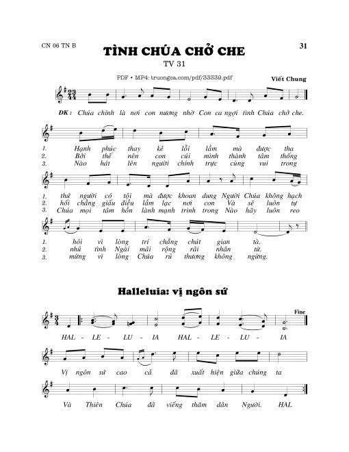 Sheet PDF of Thánh Vịnh 31, Tình Chúa Chở Che