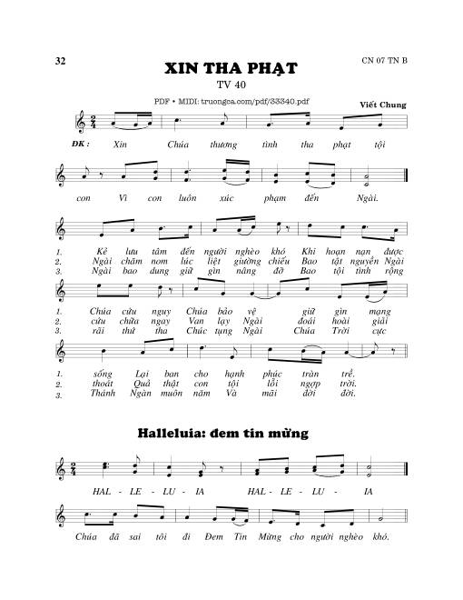 Sheet PDF of Thánh Vịnh 40, Xin Tha Phạt