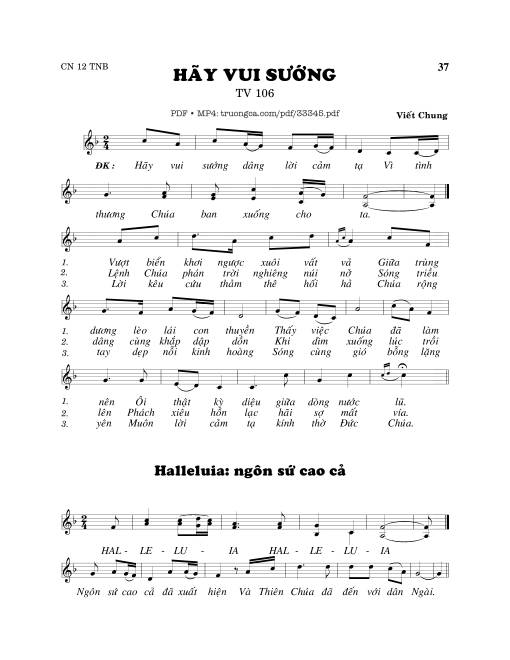 Sheet PDF of Thánh Vịnh 106, Hãy Vui Sướng