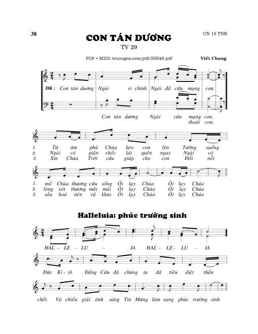 Sheet PDF of Thánh Vịnh 29, Con Tán Dương