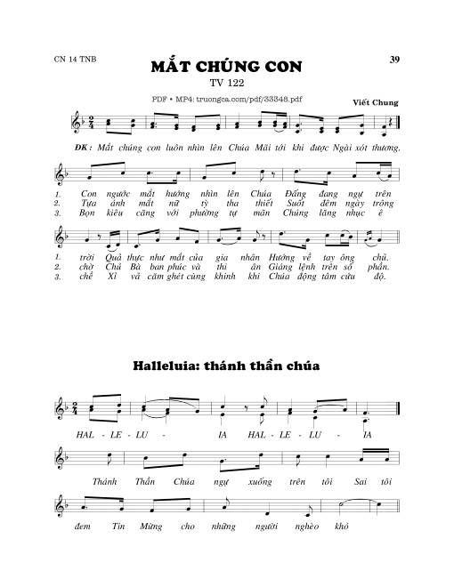 Sheet PDF of Thánh Vịnh 122, Mắt Chúng Con