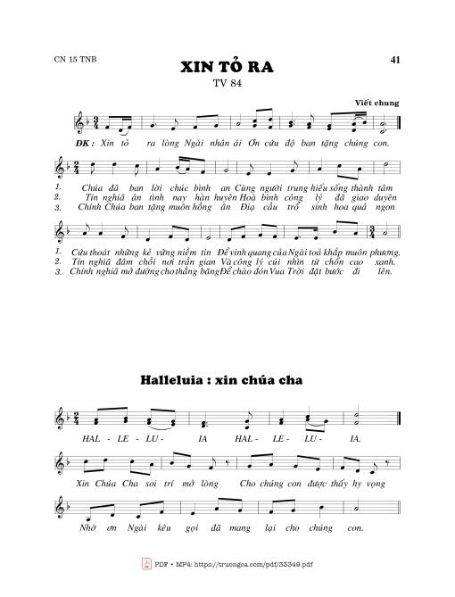 Sheet PDF of Thánh Vịnh 84, Xin Tỏ Ra