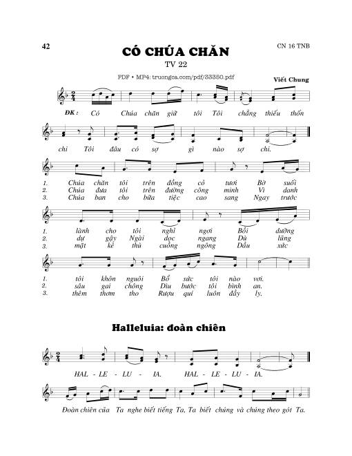 Sheet PDF of Thánh Vịnh 22, Có Chúa Chăn