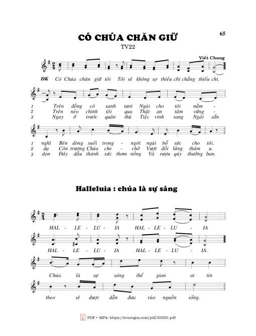 Sheet PDF of Thánh Vịnh 22, Có Chúa Chăn Giữ