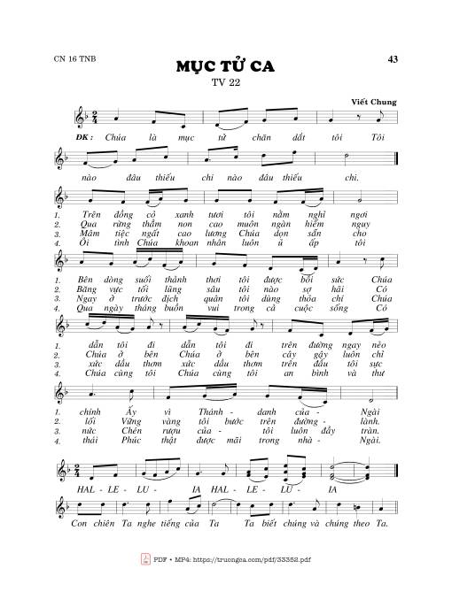 Sheet PDF of Thánh Vịnh 22, Mục Tử Ca