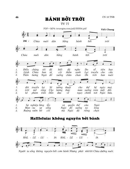 Sheet PDF of Thánh Vịnh 77, Bánh Bởi Trời