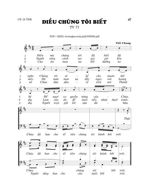 Sheet PDF of Thánh Vịnh 77, Điều Chúng Tôi Biết