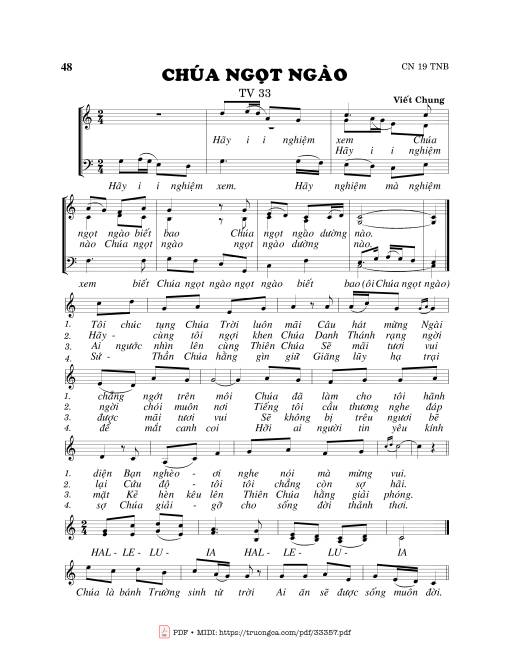 Sheet PDF of Thánh Vịnh 33, Chúa Ngọt Ngào