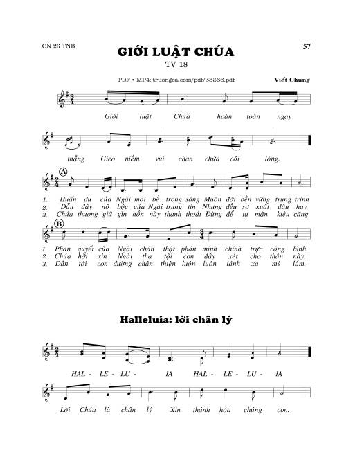 Sheet PDF of Thánh Vịnh 18, Giới Luật Chúa
