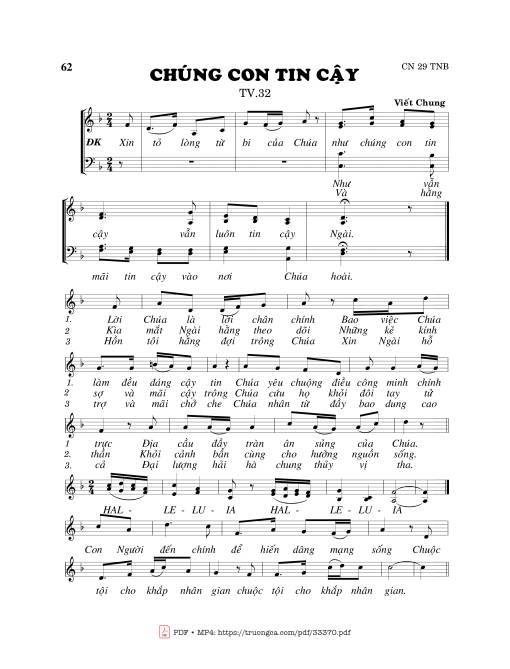 Sheet PDF of Thánh Vịnh 32, Chúng Con Tin Cậy