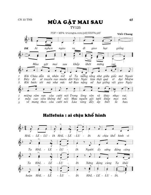 Sheet PDF of Thánh Vịnh 125, Mùa Gặt Mai Sau