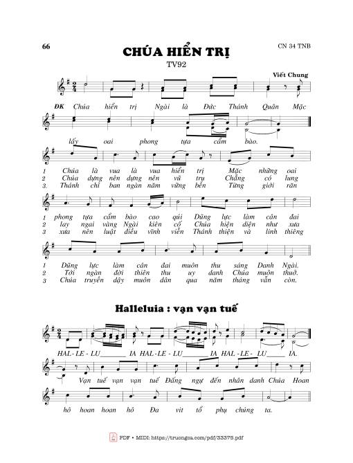 Sheet PDF of Thánh Vịnh 92, Chúa Hiển Trị 1