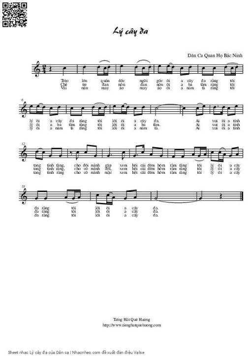 Sheet PDF of Lý cây đa - Dân Ca