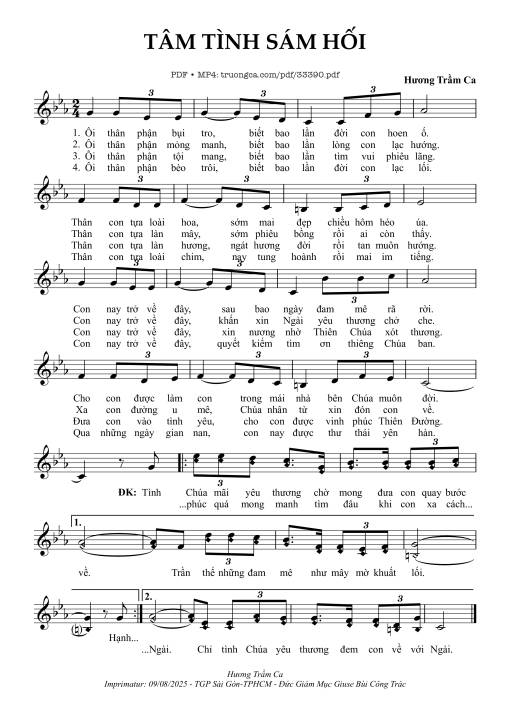 Sheet PDF of Tâm Tình Sám Hối