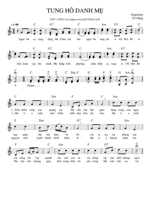 Sheet PDF of Tung Hô Danh Mẹ