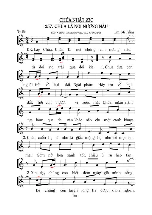 Sheet PDF of Thánh Vịnh 89, Chúa Là Nơi Nương Náu