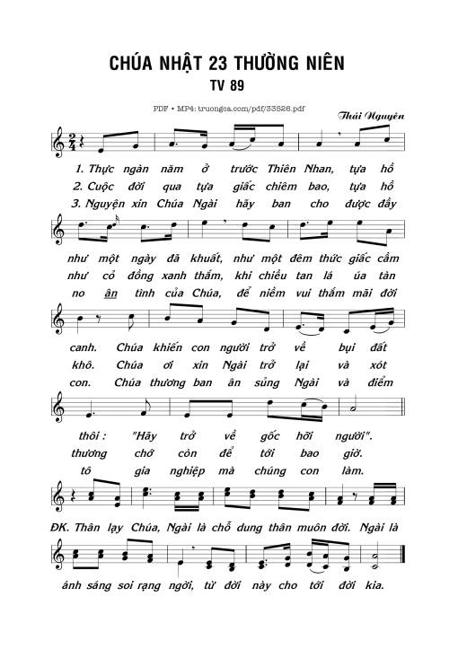 Sheet PDF of Thánh Vịnh 89, Chúa Nhật 23C Thường Niên