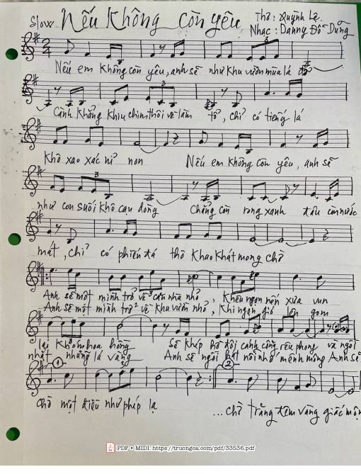 Sheet PDF of Nếu không còn yêu