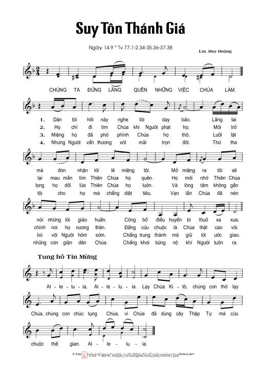 Sheet PDF of Thánh Vịnh 77, Suy Tôn Thánh Giá