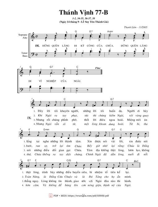 Thánh Vịnh 77, Lễ Suy Tôn Thánh Giá 14.09