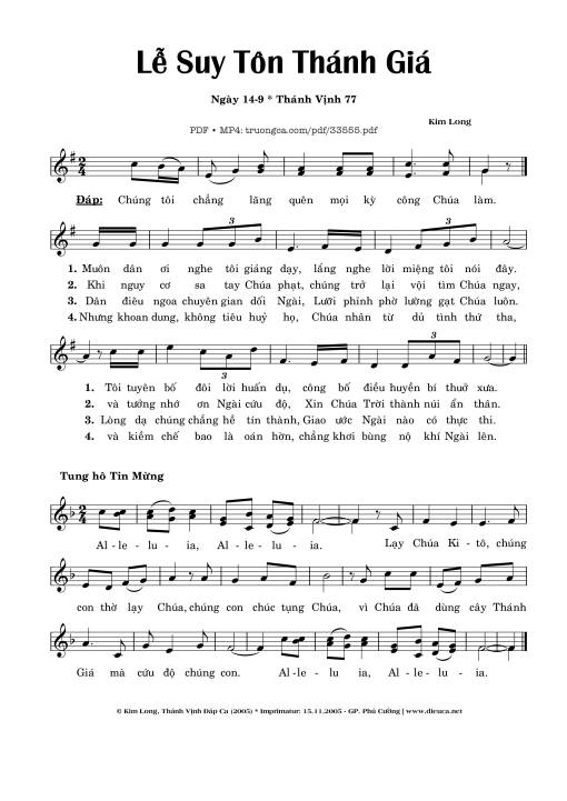 Sheet PDF of Thánh Vịnh 77, Lễ Suy Tôn Thánh Giá