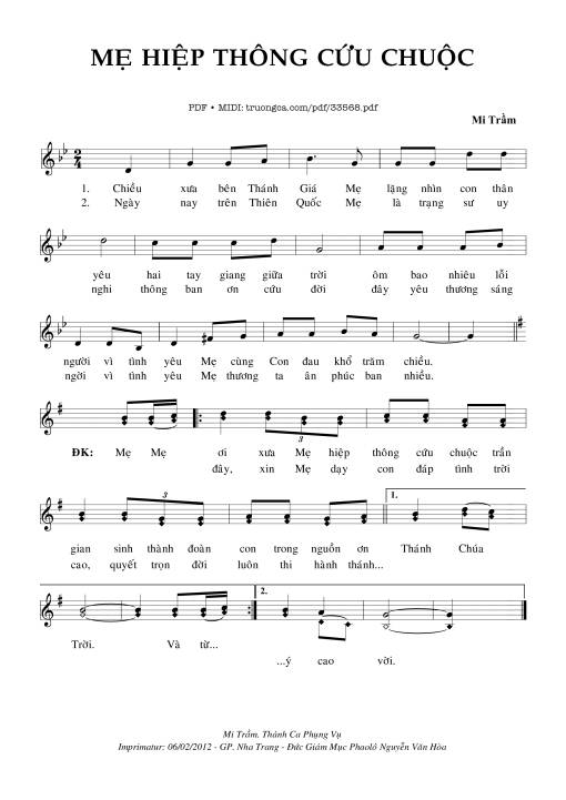 Sheet PDF of Mẹ Hiệp Thông Cứu Chuộc