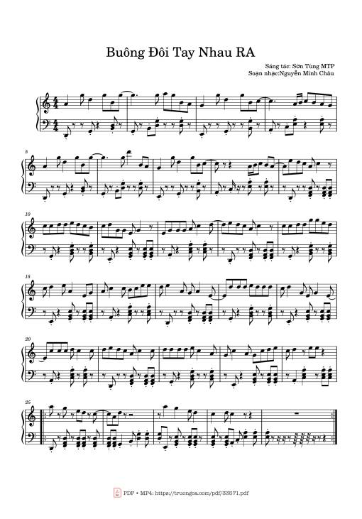 Sheet PDF of Buông Đôi Tay Nhau RA Piano