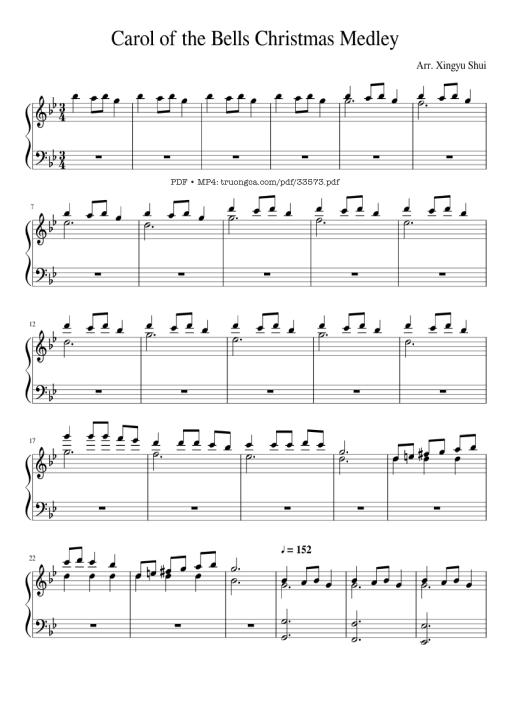 Carol of the Bells Christmas Medley Piano