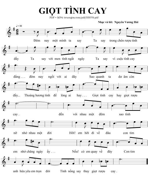Sheet PDF of Giọt tình cay