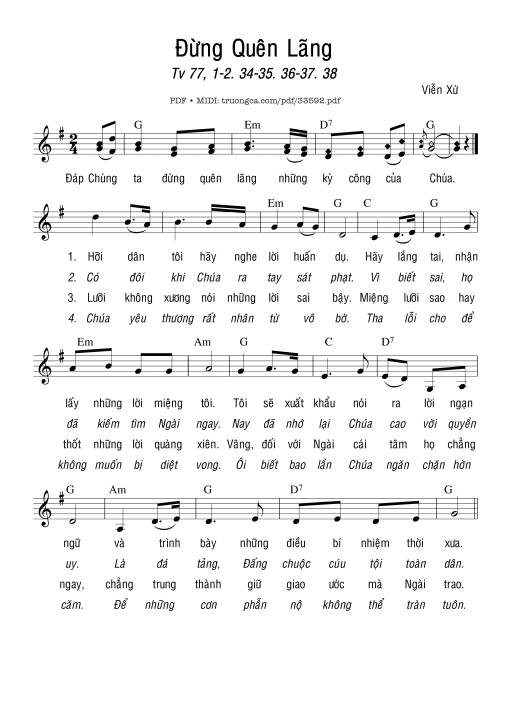 Thánh Vịnh 77, Đừng Quên Lãng