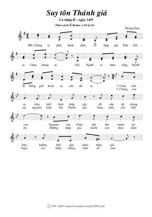 Sheet PDF of Suy Tôn Thánh Giá (14.09)