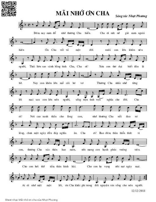 Sheet PDF of Mãi nhớ ơn cha