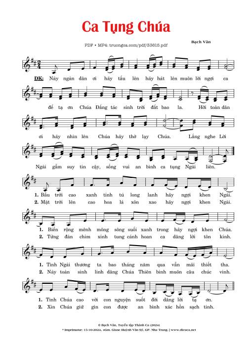 Ca Tụng Chúa - Bạch Vân