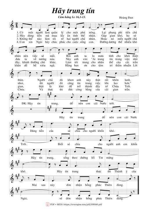 Sheet PDF of Hãy Trung Tín