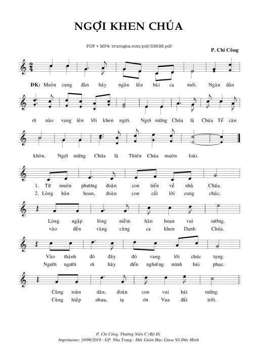 Sheet PDF of Ngợi Khen Chúa