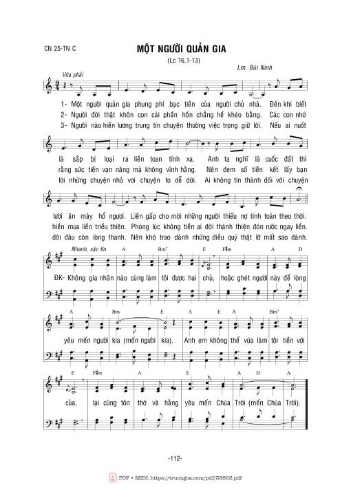 Sheet PDF of Một Người Quản Gia