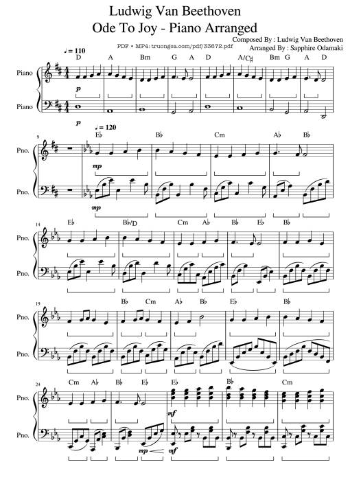 Beethoven Ode To Joy Piano Arranged