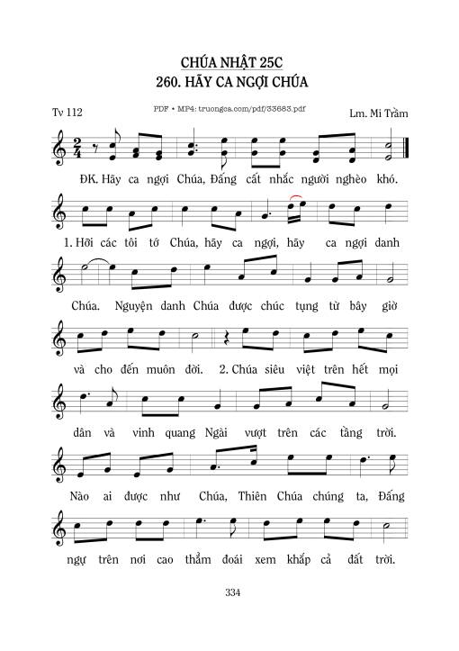 Sheet PDF of Thánh Vịnh 112, Hãy Ca Ngợi Chúa