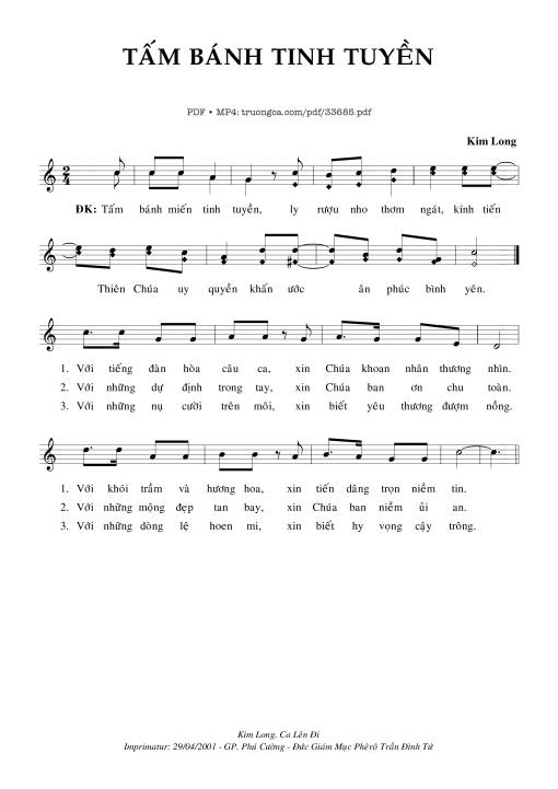 Sheet PDF of Tẫm Bánh Tinh Tuyền