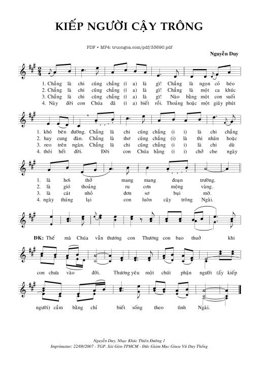 Sheet PDF of Kiếp Người Cậy Trông