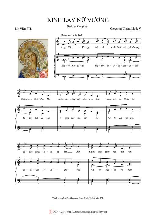 Sheet PDF of Kinh Lạy Nữ Vương (Salve Regina)