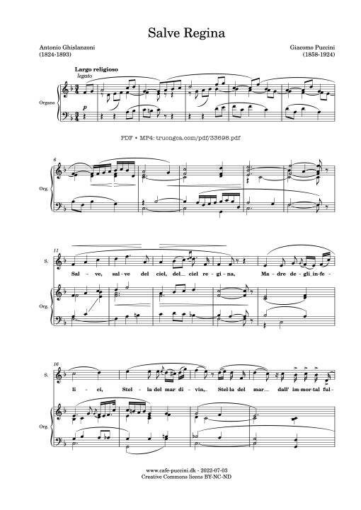 Sheet PDF of Salve Regina - Giacomo Puccini